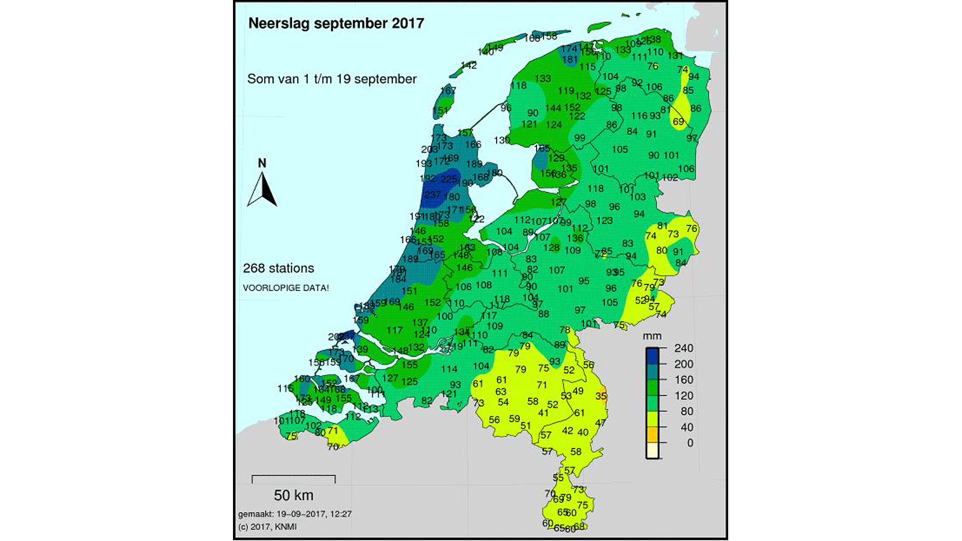 Deze maand al 206 tot 220 mm regen in HAL-gebied