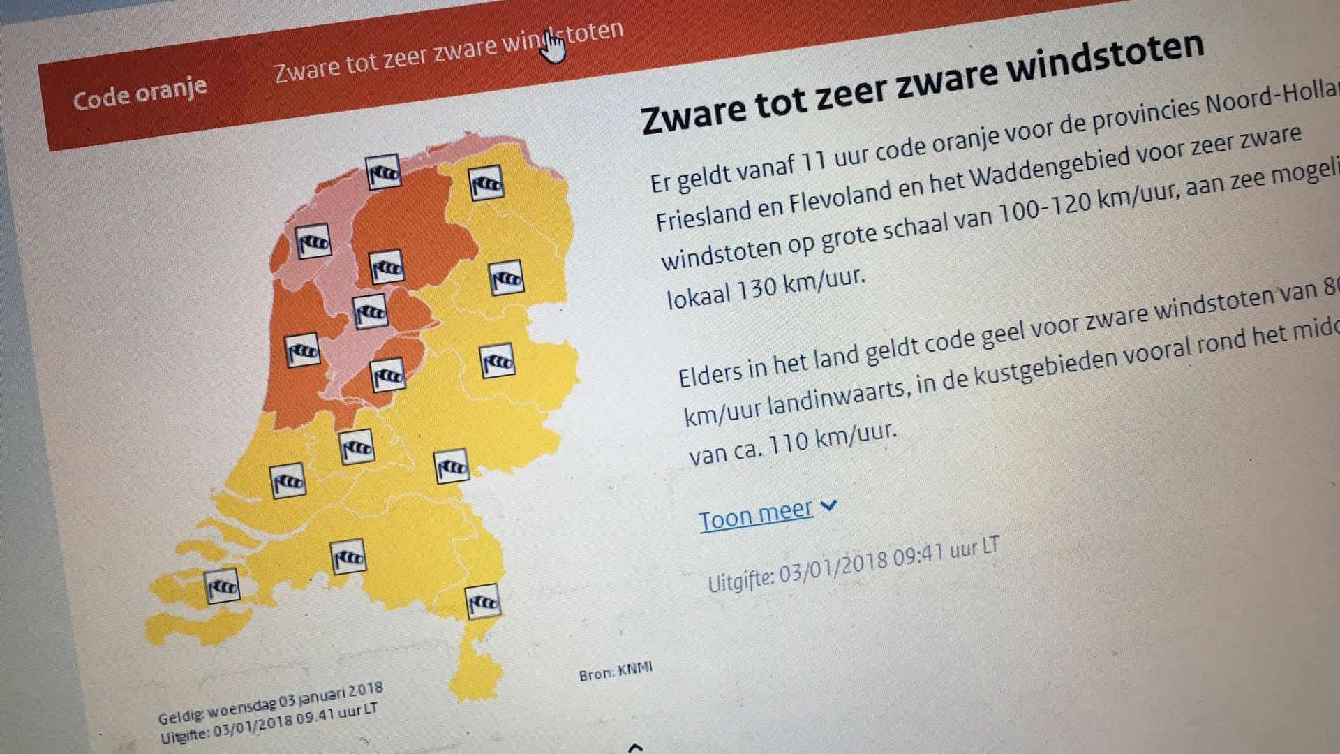 Code oranje in noordelijke provincies 1