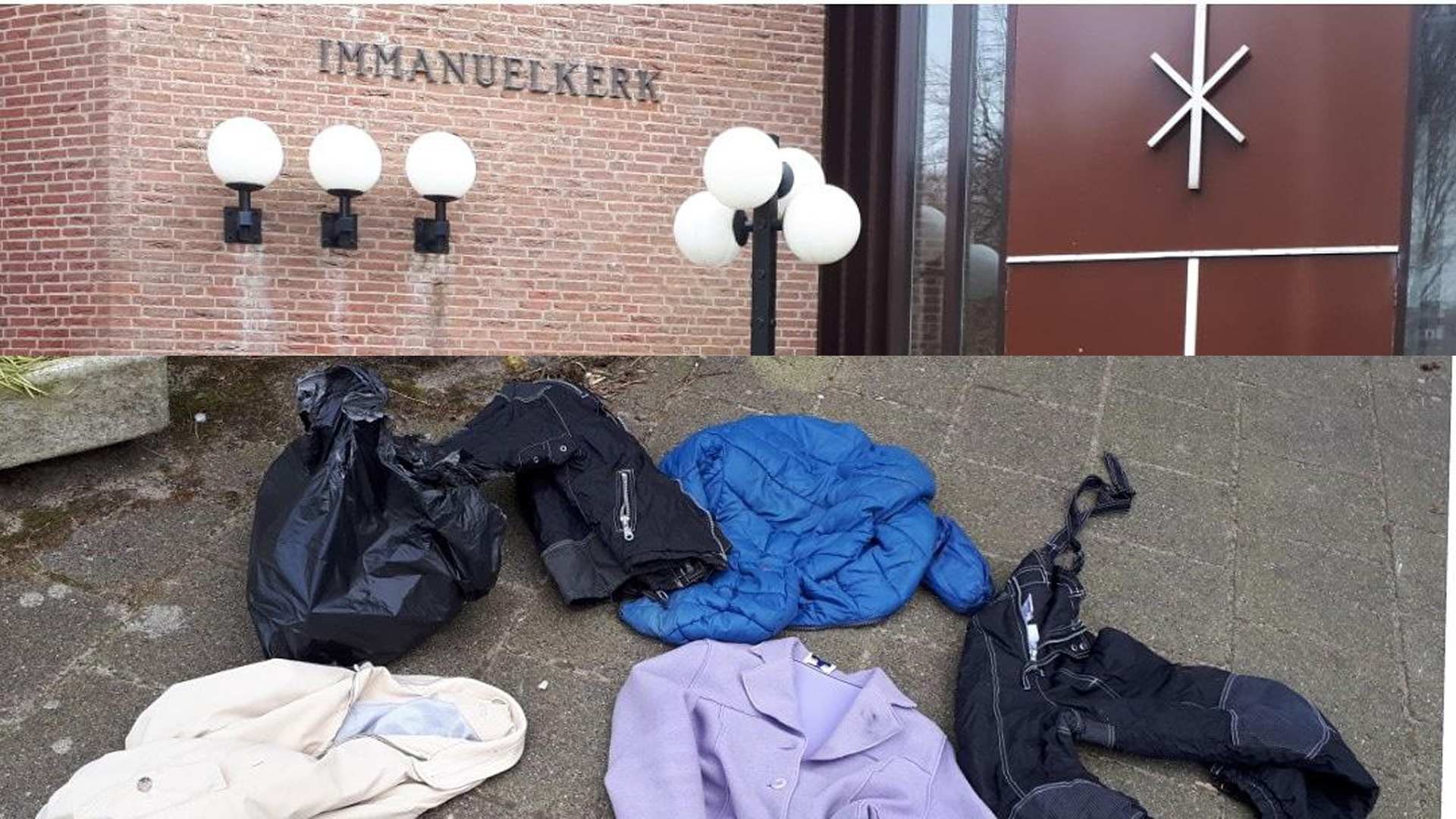 Kleding zonder briefje achtergelaten bij Immanuelkerk in De Mare