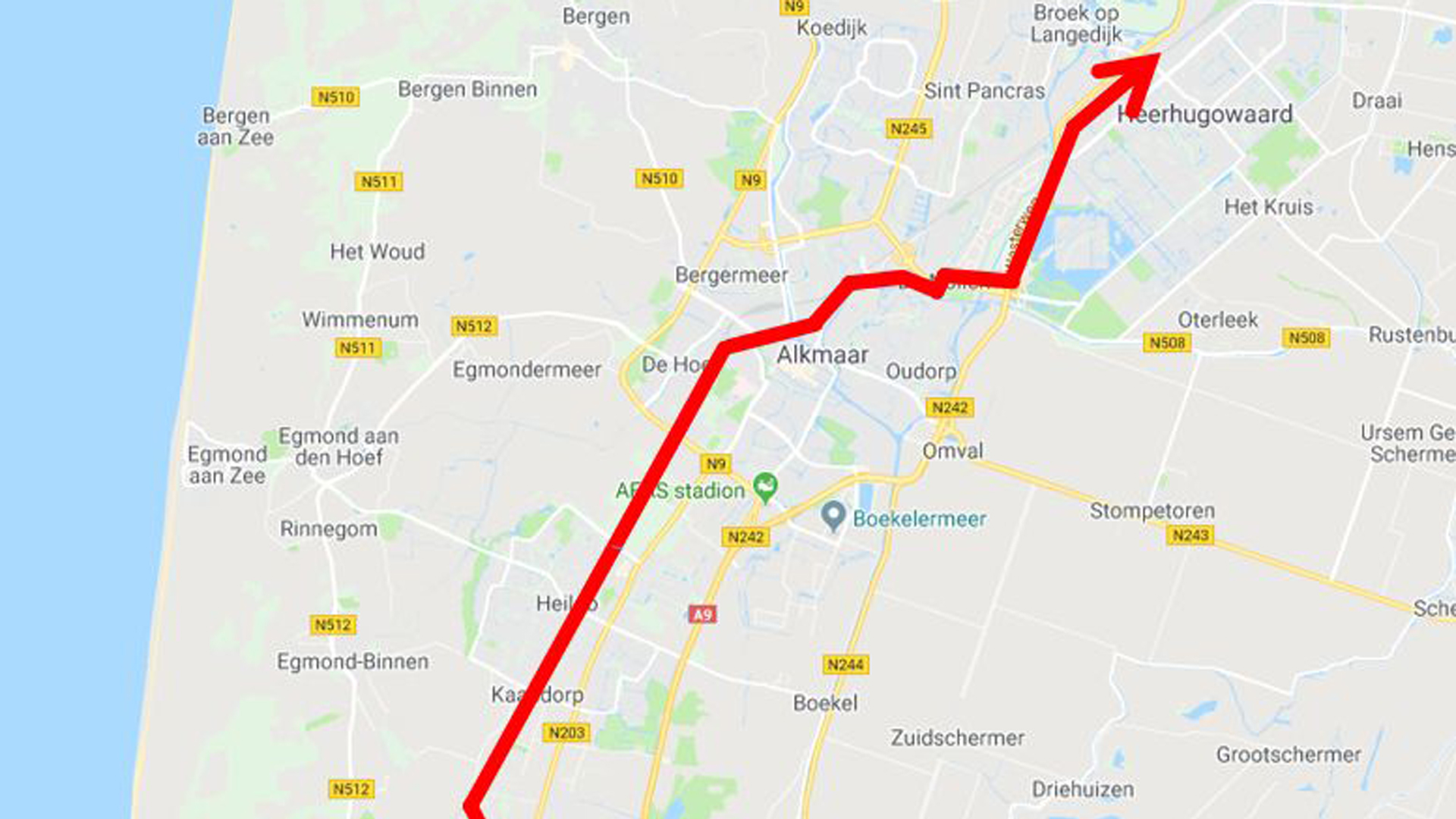 Snelfietsroute tussen Heerhugowaard en Regio IJmond