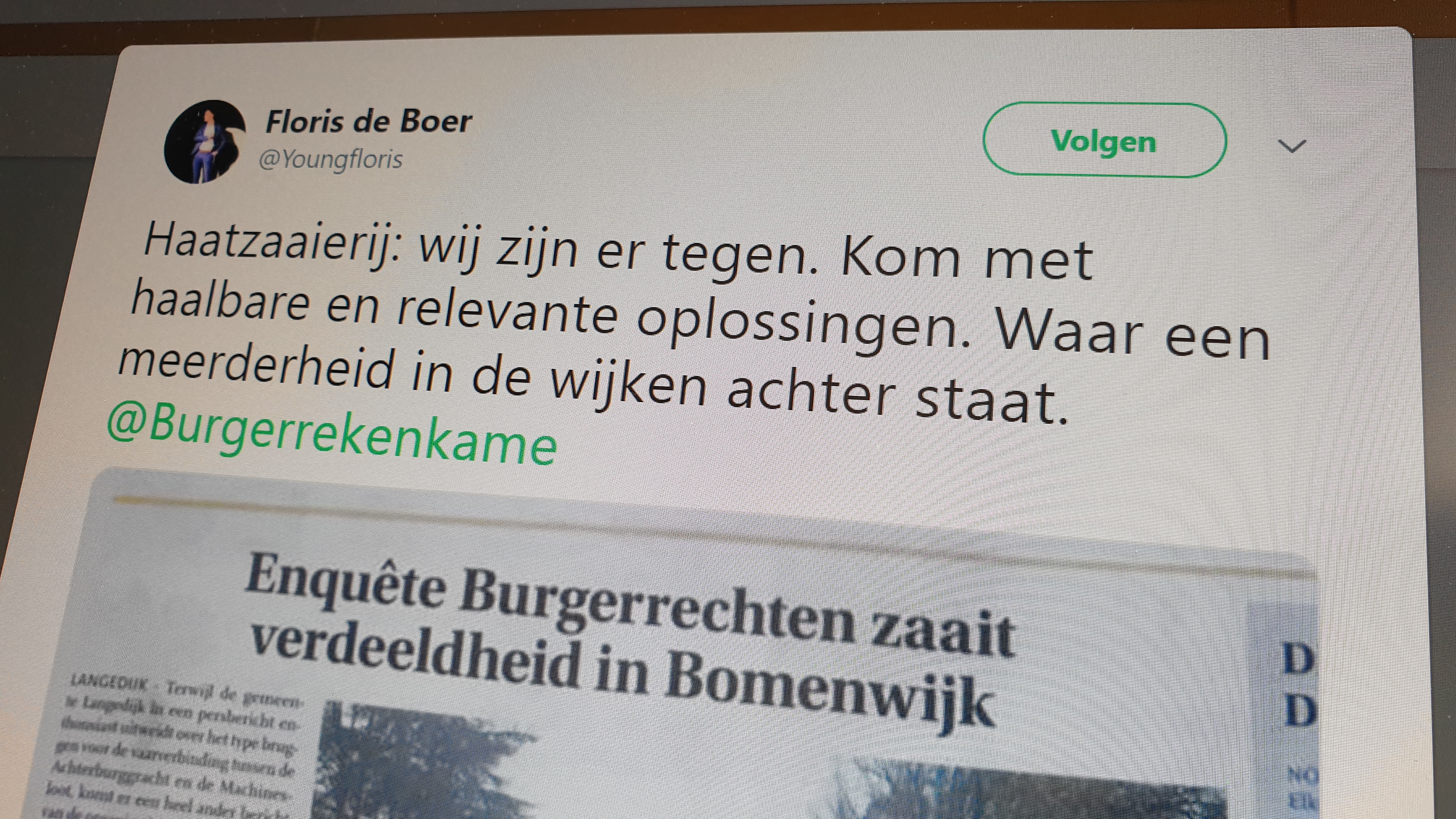 Floris de Boer door jurist gesommeerd tweet over 'haatzaaierij' Burgerrekenkamer te verwijderen