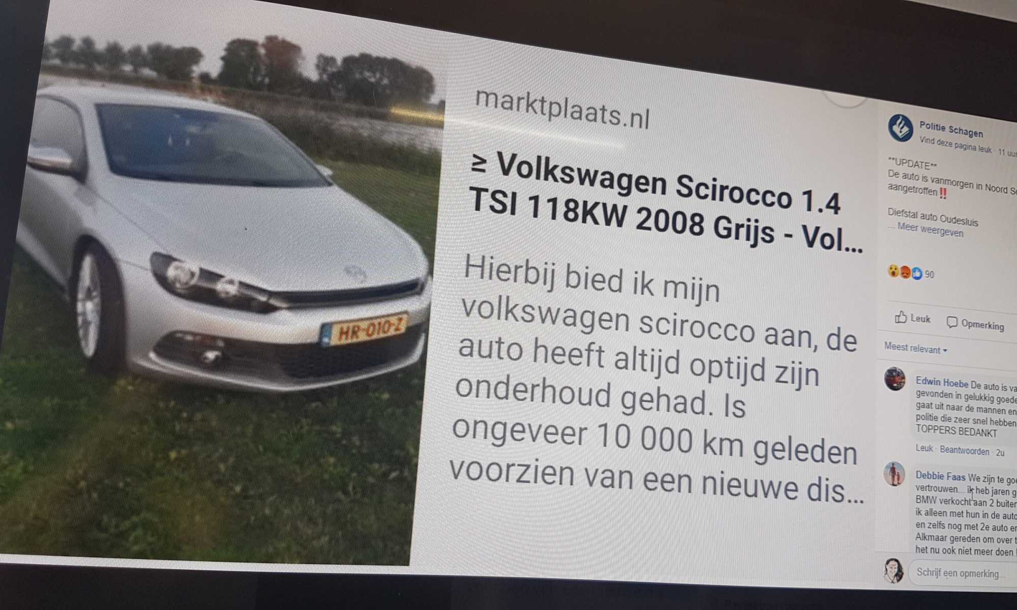 Gestolen 'Marktplaats-auto' teruggevonden in Noord-Scharwoude