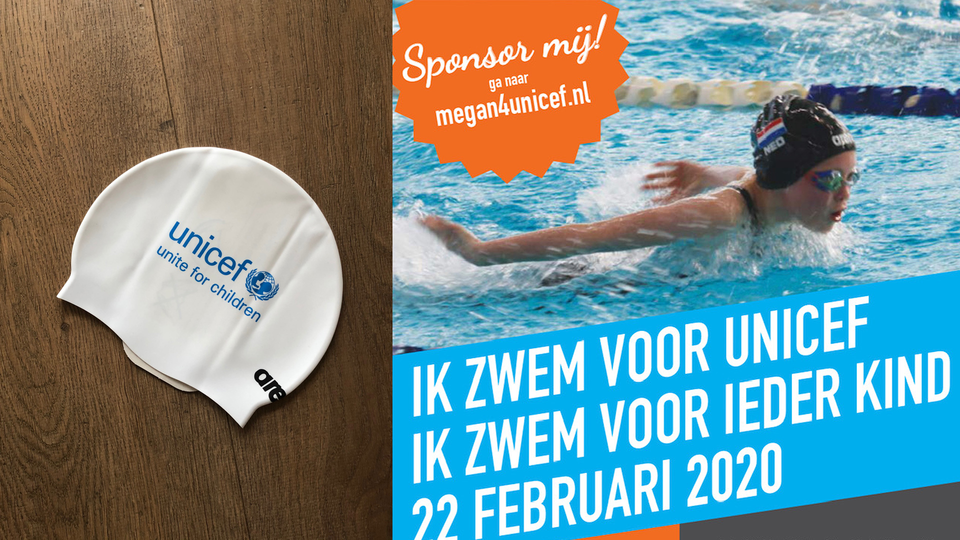 Steun de 10-jarige Megan bij haar zwemactie voor Unicef