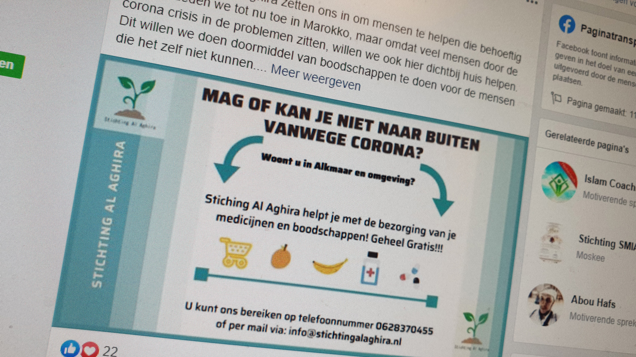 Al Aghira biedt hulp aan voor boodschappen en medicijnen: "We willen dit ook na corona blijven doen"