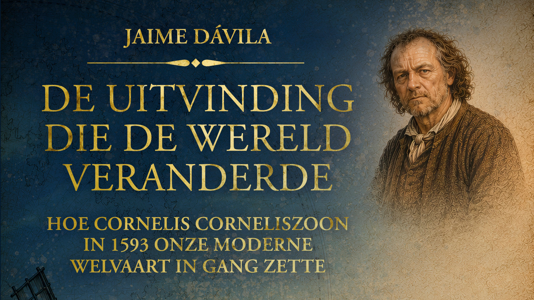 Boekomslag met titel De uitvinding die de wereld veranderde van Jaime Dávila en portret van een man rechts
